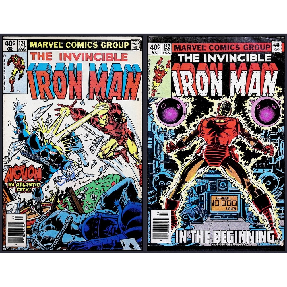 Iron Man #122 #124 Marvel 1979 Romita Jr Bob Layton Newsstand Bronze Age Lot